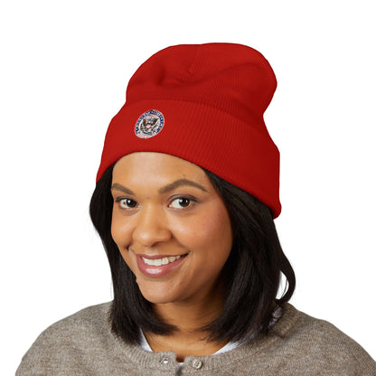 Embroidered Sunflower Cuffed Beanie