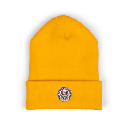 Embroidered Sunflower Cuffed Beanie