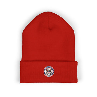 Embroidered Sunflower Cuffed Beanie